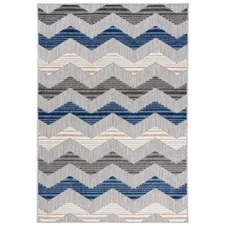Mazovia Designteppich In- & Outdoor Teppich Wetterfest & UV-beständig Balkon - Blau Grau, 120 x 170 cm, Höhe 6 mm, Kurzflor, Weich, Pflegeleicht, Flachgewebe blau|grau 120 x 170 cm