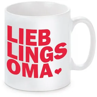Herzbotschaft Tasse Kaffeebecher mit Motiv Lieblingsoma, Keramik, Kaffeetasse spülmaschinenfest und mikrowellengeeignet