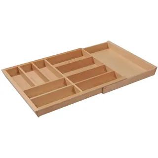 livingpoint24 Besteckeinsatz Besteckeinsatz Buche Natur Schublade 80–100cm Besteckkasten ausziehbar (1 St) braun