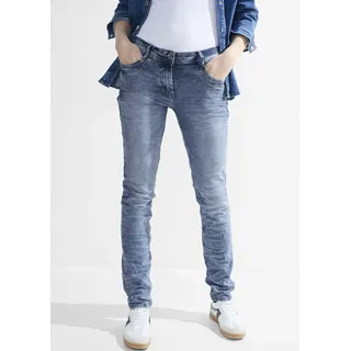 Slim-fit-Jeans CECIL Gr. 32, Länge 28, blau (authentic used wash) Damen Jeans Röhrenjeans in Used-Optik