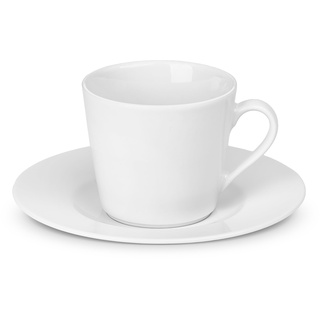 Gerlach Modern Tassen-Set Mit Untertassen 12-Teilig Kaffeetassen 6 Stk Kaffeetasse Teetasse Aus Porzellan Kaffeeservice Für 6 Personen Kaffeebecher Weiss 200ml