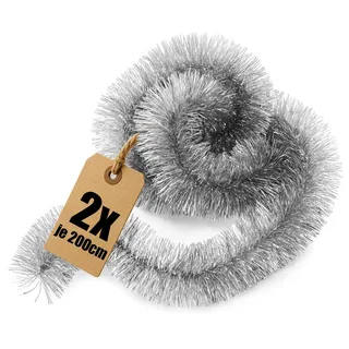 com-four® 400 cm Girlande Weihnachten, 2X 200 cm Tannengirlanden | Weihnachtsdeko für Christbaum