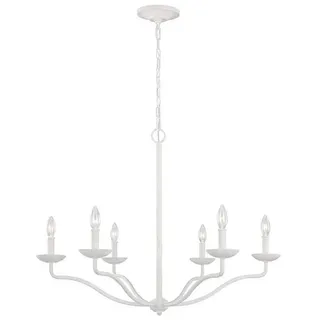 Licht-Erlebnisse Kronleuchter EIRA, ohne Leuchtmittel, Metall E14 82,9 cm breit H: max. 230,7 cm Weiß Landhausstil weiß