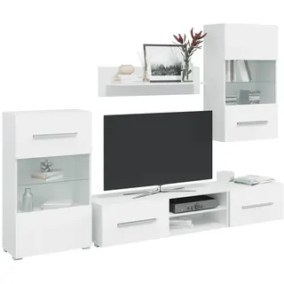 vidaXL Wohnwand TV-Möbel 5-tlg. 0 cm Weiß Holzwerkstoff