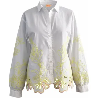 LIKS. Munich Bluse Damenbluse mit raffinierter Stickerei aus reiner Baumwolle - GraceC weiß S