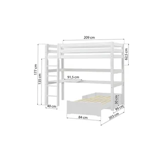 Hoppekids Hochbett  ECO Luxury ¦ weiß ¦ Maße (cm): B: 104 H: 177