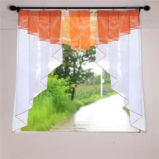 Devola Transparent Voile Bistrogardinen Kuvert Scheibengardine Balkongardine Tür Gardine Modern Dekoration Vorhänge Kurzstores BxH 120x125cm Orange Kräuselband 1er Pack