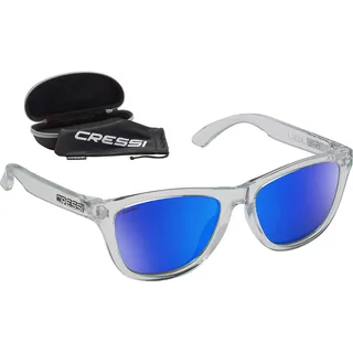 Cressi Unisex – Erwachsene Leblon Sunglasses Sportsonnenbrille mit Hartschalenetui, EIS/Hellblau Crystal-Gespiegelte Linsen Blau, Eine Größe