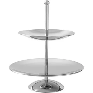 Fink Etagere Samuel, Edelstahl, runde 2er Etagere silberfarben