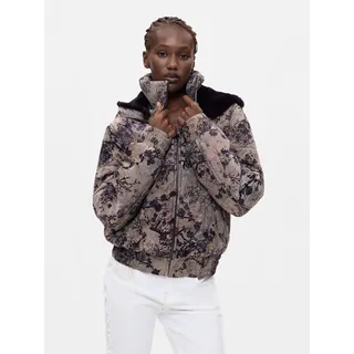 DESIGUAL Kurze gesteppte beflockte Jacke Schwarz S