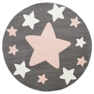 Paco Home Kinderteppich Ø 200 cm Grau/Rosa
