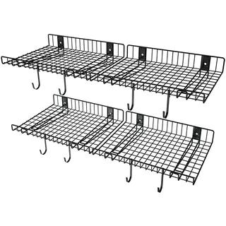 4 Stück Garagenwandregale, robuste Metall-Wandregale für Schlafzimmerwand, Traglast 117,9 kg, Netz-Schwimmregale für Garage, Büro, Keller, Wandschrank und