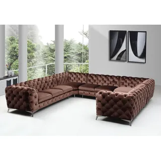 Xlmoebel Chesterfield-Sofa Designer Ecksofa U-Form mit hochwertiger Polsterung in edlem Design, Ecksofa, Hergestellt in Europa braun
