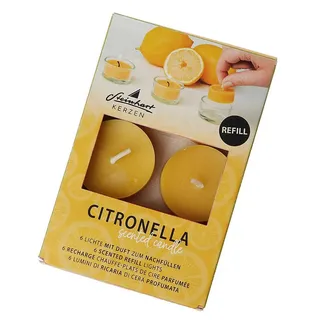 Steinhart Kerzen Teelicht Refill-Lichte "Citronella", 6er-Pack Gelb 17/38 mm