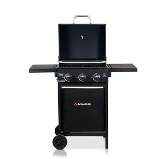 ACTIVA Gasgrill Cabrio I Premium Gasgrill inkl. wetterfester Abdeckhaube, 3 Brenner je 2,7 kW, Thermometer, verchromter Grillrost I Kompakter BBQ Gasgrill für Balkon & Garten