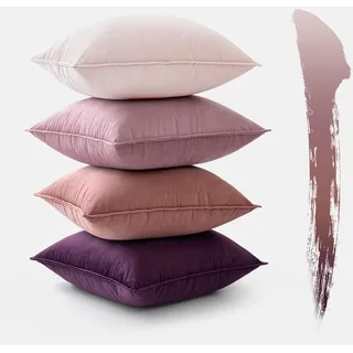 MIULEE 4er Set Samt Kissenbezug 40x40 cm Lila Serie Dekorative Kissenhülle Sofakissen Dekokissen Umwickelte Kante Kissenbezüge Zierkissenbezug für Sofa Wohnzimmer Schlafzimmer