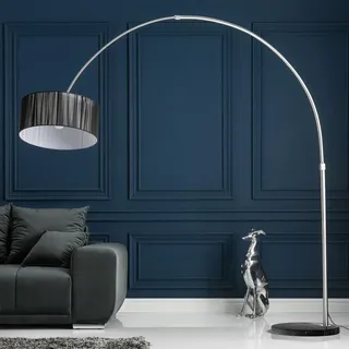 cagü XXL Design Retro Lounge Bogenlampe LUMA Schwarz mit Marmorfuß Schwarz 205-225cm Höhe verstellbar