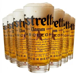 RASTAL Estrella Damm Bierglas Set 6x 0,5 l Pilsgläser Barzubehör Gastronomie Biergläser Bier Glas, Gastroqualität mit Eichstrich, Spanisches La... - Transparent