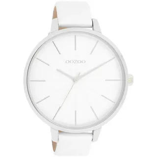 OOZOO Quarzuhr XL Damenuhr C11345 Weiss Lederband 48 mm C11345