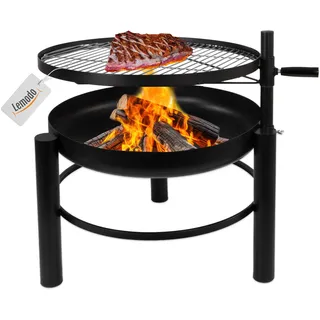 Lemodo Feuerschale mit Grillrost schwarz