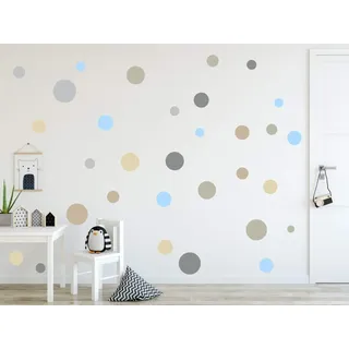 timalo® 120 Stück Wandtattoo Kinderzimmer Kreise Pastell Wandsticker – Aufkleber Punkte | 73078-SET7-120