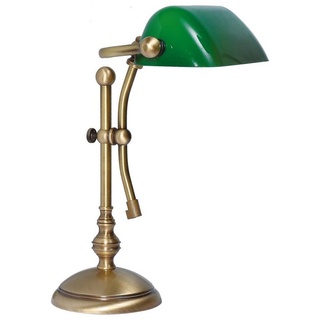 Licht-Erlebnisse Schreibtischlampe LAMPADE MINISTERO, ohne Leuchtmittel, Tischlampe Messing Bronze Grün Jugendstil Lampe bunt|grün