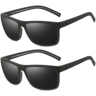 Perfectmiaoxuan Polarisierte Sonnenbrille Herren Damen für Autofahren Radfahren Angeln Sommer Reisen Urlaub Leichte TR90 Retro Rechteckig Pilotenbrille UV-Schutz