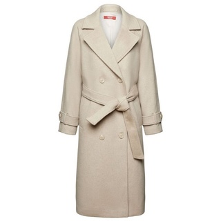 Esprit Collection Wollmantel Doppelreihiger Mantel aus Wolle und Kaschmir grau