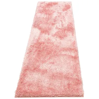 Hochflor-Läufer HOME AFFAIRE "Malin" Teppiche Gr. B/L: 67 cm x 230 cm, 43 mm, 1 St., rosa Hochflor-Läufer Uni-Farben, leicht glänzend, besonders flauschig durch Mikrofaser