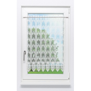 PLAUENER SPITZE Scheibengardine Blütenmedaillon (Bx H) 160cm - 90cm weiß