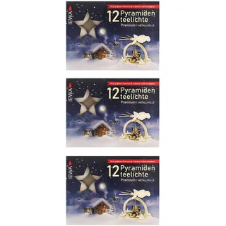 3er Pack Pyramidenteelichte 12 Stück/Packung mit Alu-Hülle (3 x 12 Stück)
