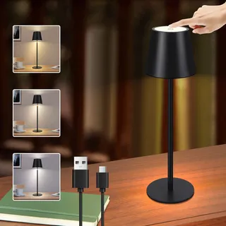 Nachttischlampe Kabellos Tischlampe - Led 2600mha Aussentischleuchte Aufladbar Tischleuchte Touch Schwarz Akkulampe Batterie Nachttischleuchte Usb Akkuleuchte Für Schlafzimmer - Gbly