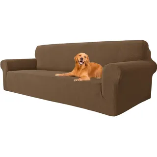 【3 € Rabatt ab 10 €】YSTYLE Stretch-Sofahusse, Couchbezüge für Sofa, Möbelschutz für Sofa mit elastischem Gummizug unten, 4-Sitzer, LM, Braun