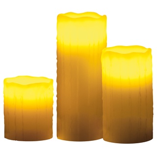 LED-Echtwachskerzen mit Candle-LED & Funk-Fernbedienung, 3er-Set