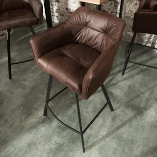 Retro Barstuhl LOFT 100cm braun Barhocker mit Armlehne Mikrofaser Metall Tresen