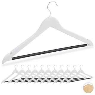 relaxdays Kleiderbügel Kleiderbügel aus Holz 12er Set, Weiß schwarz|silberfarben|weiß