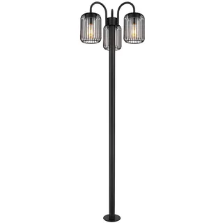 GLOBO LIGHTING LED Gartenleuchte, LED wechselbar, warmweiß, Mastleuchte Wegbeleuchtung Garten Strom Edelstahl in Schwarz, H: 180cm schwarz