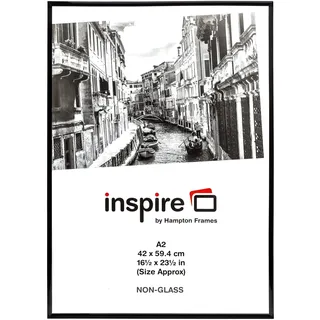 Hampton Frames | Fotorahmen | A2 (42 x 59 cm), Schwarz, Plexiglas | 9 mm Rahmenbreite, 18 mm Tiefe, Wandmontage, Hoch- oder Querformat | Für Urkunden und Fotos