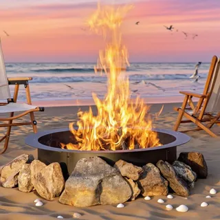 GarveeHome Rauchfreie Feuerstellenring, 122cm/152cm Feuerstelle Für Outdoor, Rund Feuerschale Garten, DIY Feuerring Für Lagerfeuer Für Die Holzverbrennung, über Oder Im Boden,Kohlenstoffstahl