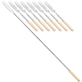 infactory Besteck-Gabel: 8er-Set 3in1-Teleskop-Messer, Grillgabel & Flaschenöffner, bis 69,5 cm (Grillspieß Lagerfeuer, Barbecue-Grillgabel)