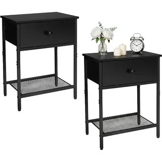Relaxdays Nachtschrank 2er Set 40 x 55 x 30 cm Schwarz
