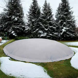 Aufblasbare Poolabdeckung Rund 350/360 cm Grau Überwinterung Luft Kissen Pool