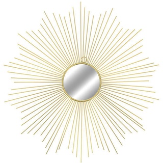 Hochwertiger Exclusiver Wandspiegel Rundspiegel Spiegel Dekospiegel Sonne aus Metall in Gold Ø65cm