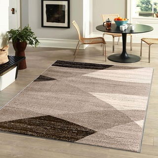 VIMODA Moderner Teppich Geometrisches Muster Meliert in Braun Beige, Maße:80x250 cm