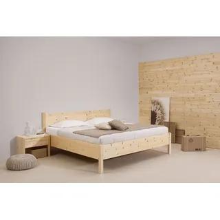 Einzelbett Natura Metallfrei 140 x 200 cm in Zirbe Natur mit Kopfteil