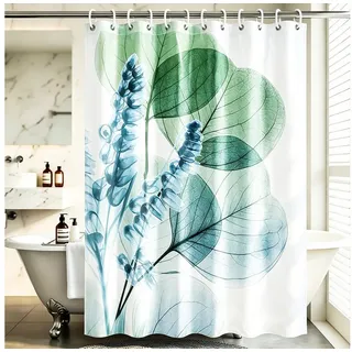 M&W DAS DESIGN Duschvorhang 180x200 Shower curtains Anti schimmel Waschbar Große Grüne Pflanzen