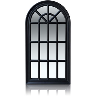 Antic by Casa Chic - Französischer Fensterspiegel - 46x86 cm - Fester Rahmen - Matt Schwarz