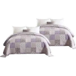 Famanu Patchwork-Bettüberwurf - Wendemuster - Maschinenwaschbar - Hochwertiges Polyester - Erhältlich in mehreren Größen (150x200cm, 170x210cm,