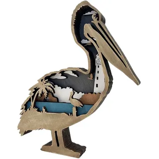 Fulenyi Pelikan-Figur – Ornamente Pelikan-Figur aus Holz – Beach Handcraft Home Decor Dekorationen Ozean Beach Bird Tier Hinterhof Rasen Ornament