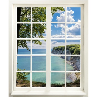Wandtattoo - Fenster mit Aussicht "Meer und Bucht" 66 x 80 cm - Wandaufkleber - Wandsticker